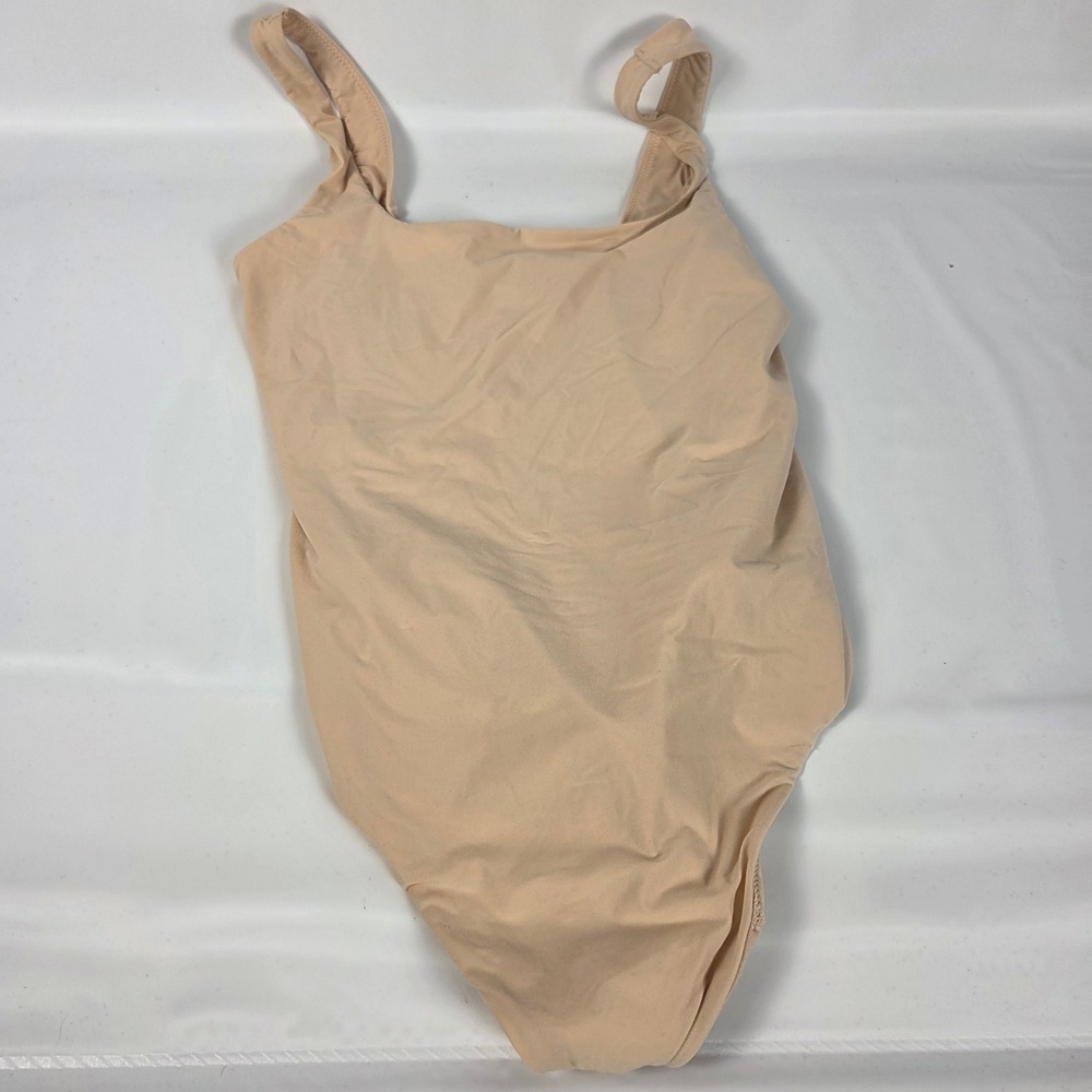 Auden Minimalist Nude Seamless Thong Bodysuit Small Snap Crotch Base Layer
